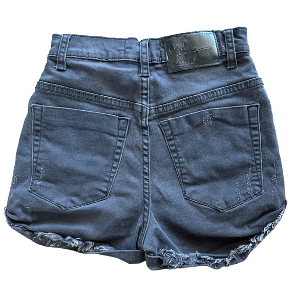 One Teaspoon Black Harlets Distressed Button Fly Shorts Size 22 - Picture 2 of 13
